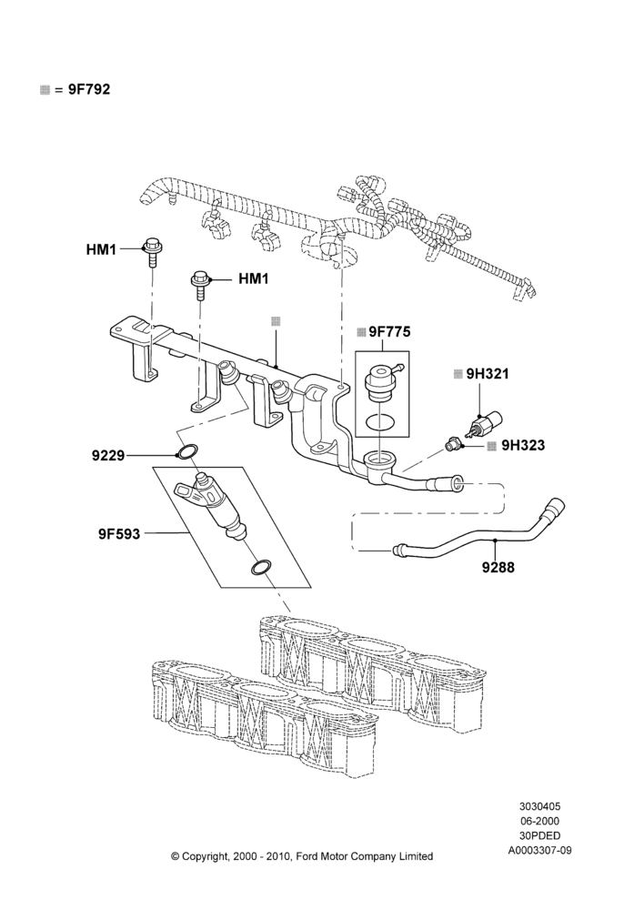 05A - Fuel Injectors and Pipes, 3.0 V6 24V DOHC EFI Modular; 12/JUN/2000-15/DEC/2003