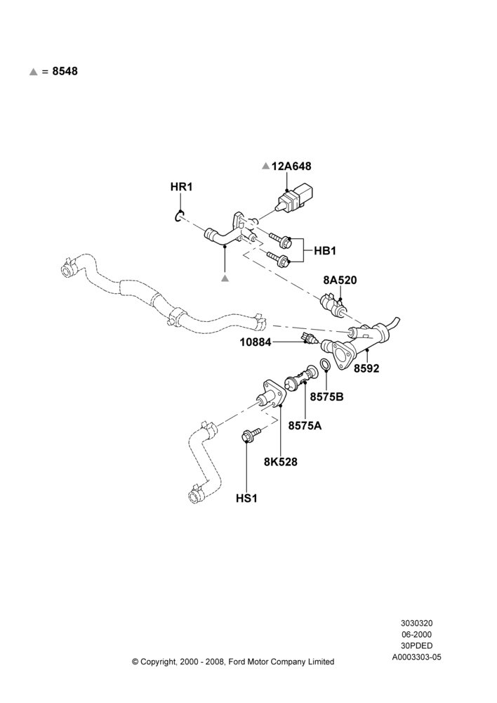 Thermostat/Housing & Related Parts, 3.0 V6 24V DOHC EFI Modular