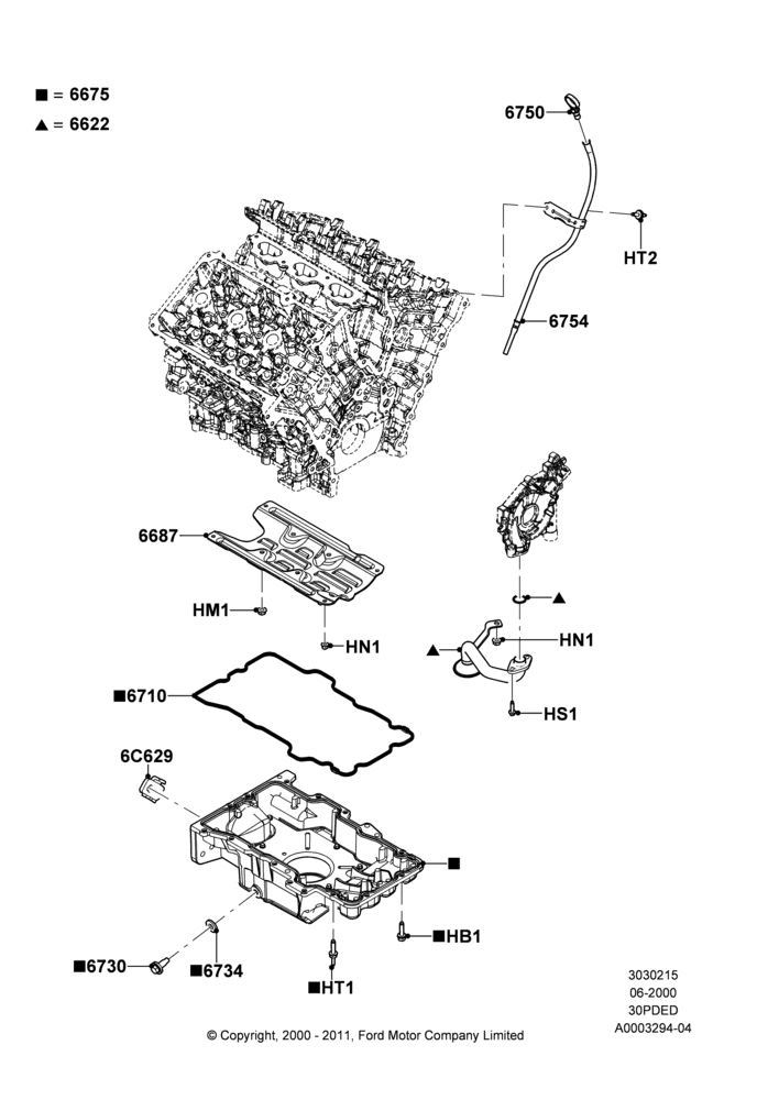 15A - Oil Pan/Oil Level Indicator, 3.0 V6 24V DOHC EFI Modular; 12/JUN/2000-01/MAY/2006