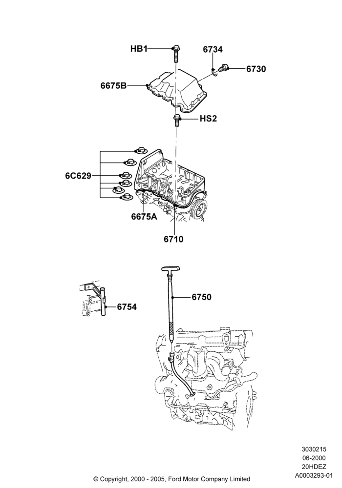15A - Oil Pan/Oil Level Indicator, Zetec 2.0 16V EFI; 12/JUN/2000-22/DEC/2003