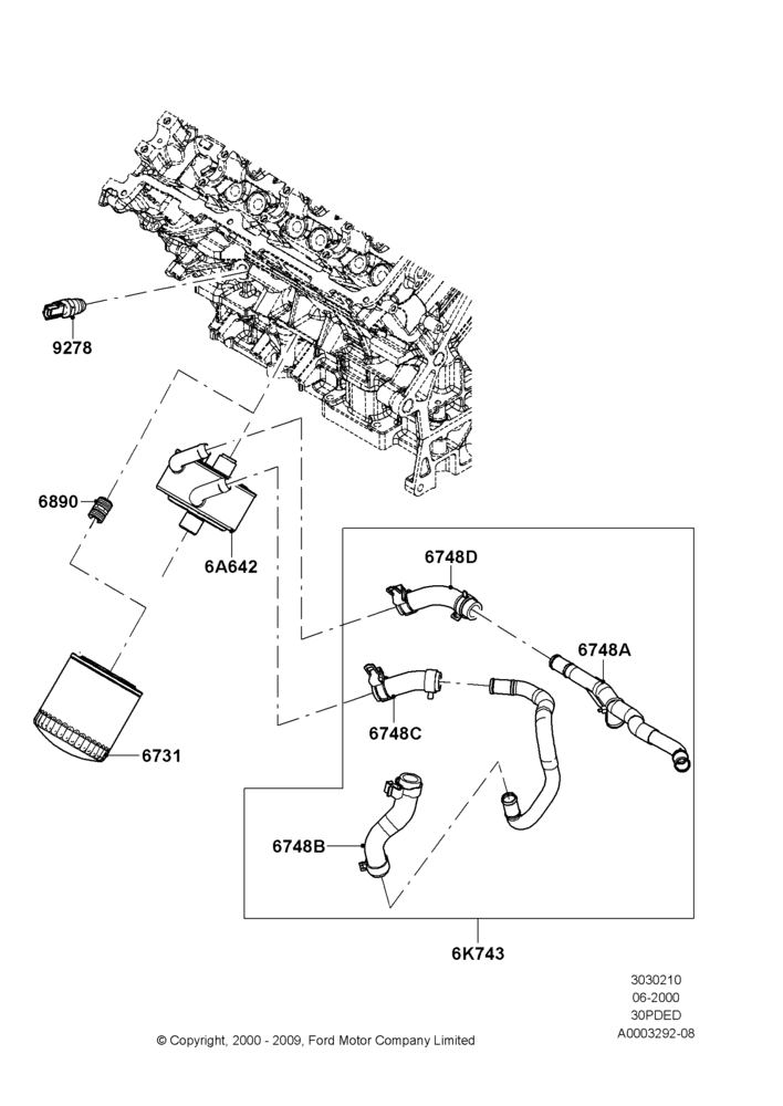 10A - Oil Cooler and Filter, 3.0 V6 24V DOHC EFI Modular; 12/JUN/2000-01/MAY/2006