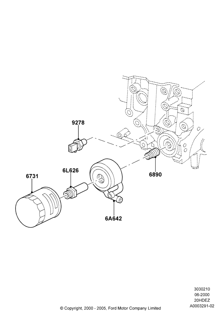 10A - Oil Cooler and Filter, Zetec 2.0 16V EFI; 12/JUN/2000-22/DEC/2003