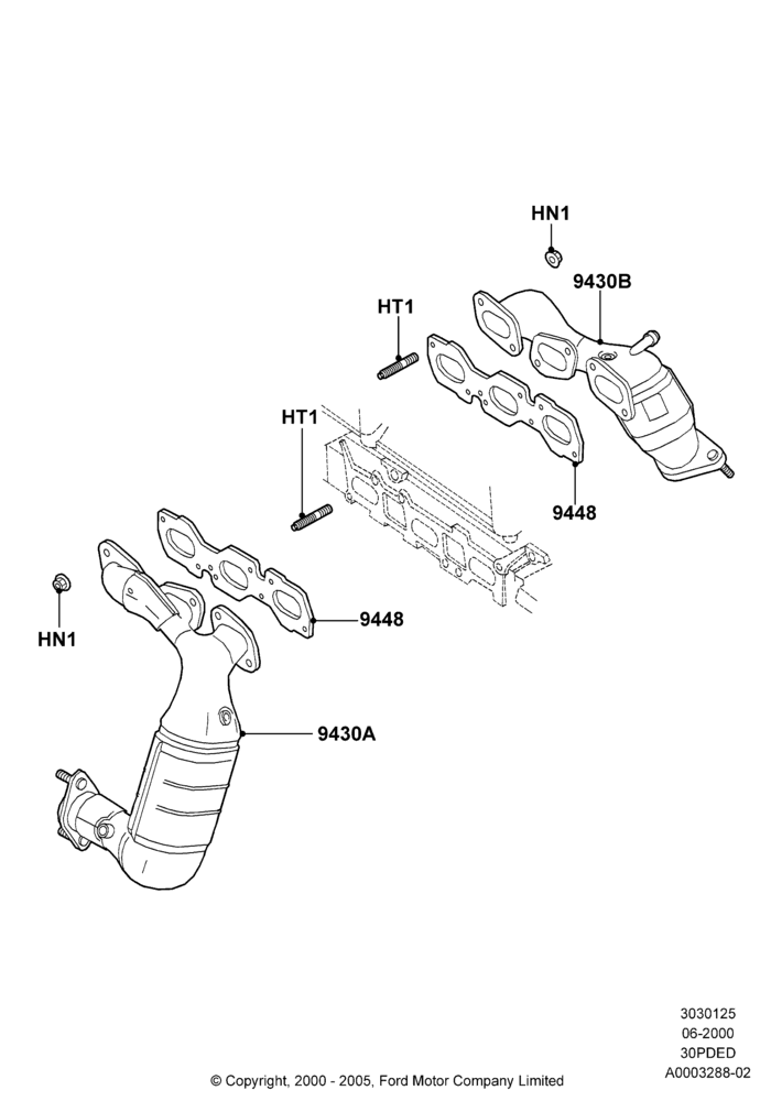 Exhaust Manifold, 3.0 V6 24V DOHC EFI Modular, For Unleaded Fuel