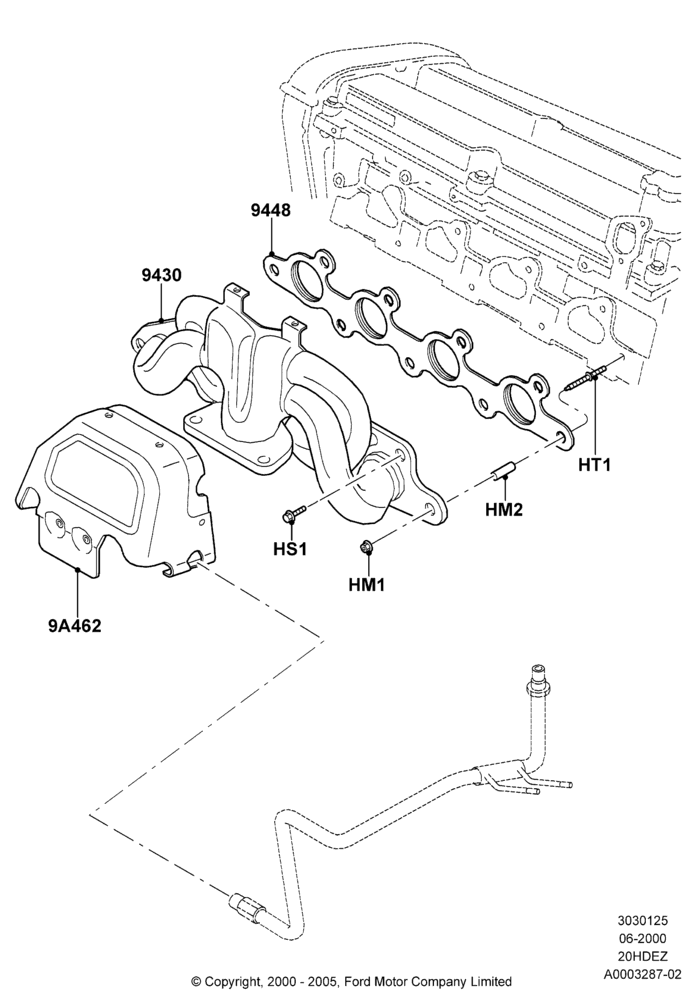Exhaust Manifold, Zetec 2.0 16V EFI
