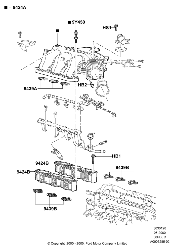 20A - Intake Manifold, 3.0 V6 24V DOHC EFI Modular; 12/JUN/2000-22/DEC/2003