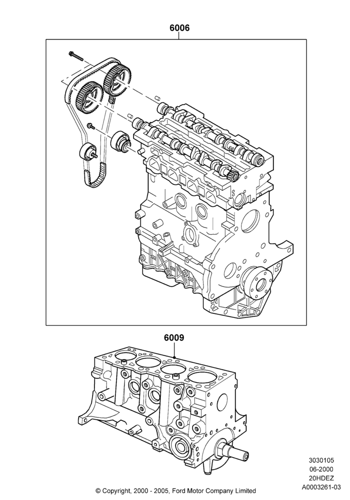 05A - Service Engine and Short Block, Zetec 2.0 16V EFI; 12/JUN/2000-22/DEC/2003