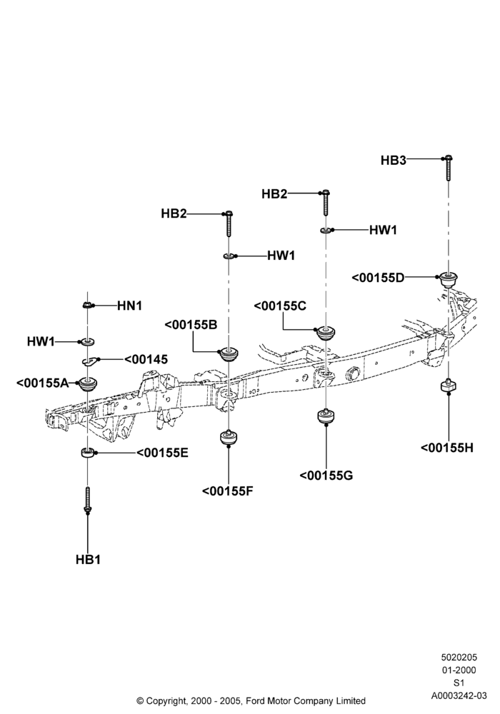 05B - Chassis Frame, Body Mount Insulators; 31/JAN/2000-30/JUN/2005
