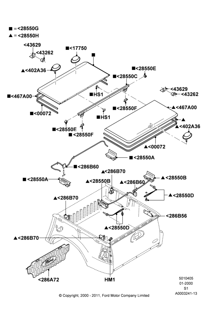 05C - Pick Up Box/Tailgate and Tonneau, Folding Hard Tonneau Cover, Production Installed; 31/JAN/2000-30/JUN/2005