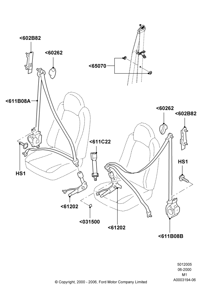 05 - Front Seat Belts; 12/JUN/2000-01/MAY/2006
