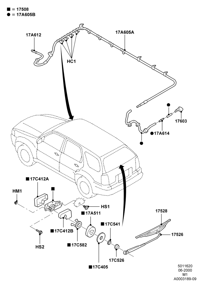 20A - Rear Window Wiper and Washer, All LHD Territories; 12/JUN/2000-01/MAY/2006