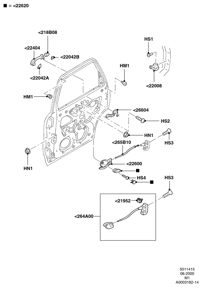 15A - Rear Door Lock Controls, Ford Series, With Power Door Locking; 12/JUN/2000-22/DEC/2003