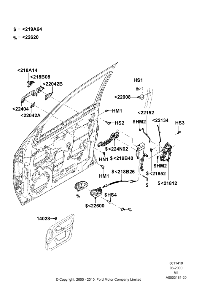 10A - Front Door Lock Controls, With Power Door Locking; 12/JUN/2000-22/DEC/2003