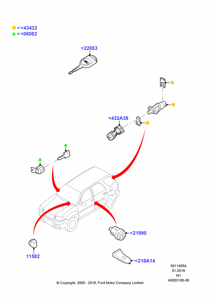 05A - Vehicle Lock Sets and Repair Kits, All LHD Territories; 12/JUN/2000-19/JAN/2002