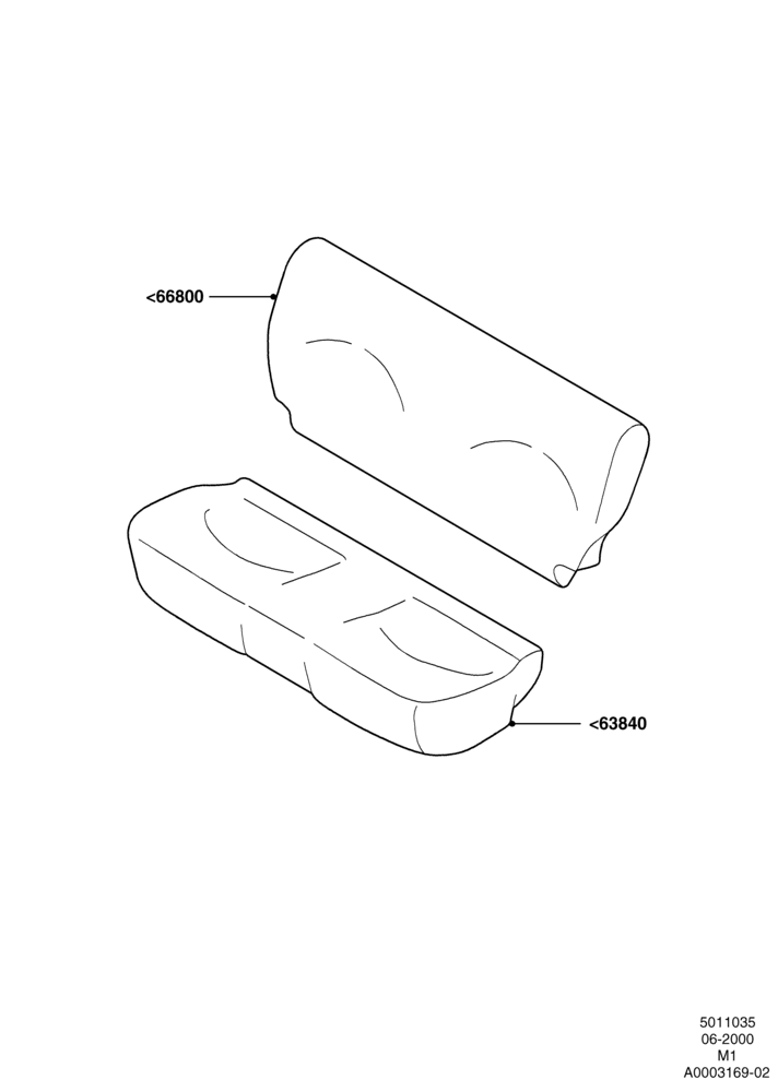 35A - Rear Seat Pads/Valances & Heating, 2nd Row Bench Seat - 2 Passenger, All LHD Territories; 12/JUN/2000-22/DEC/2003