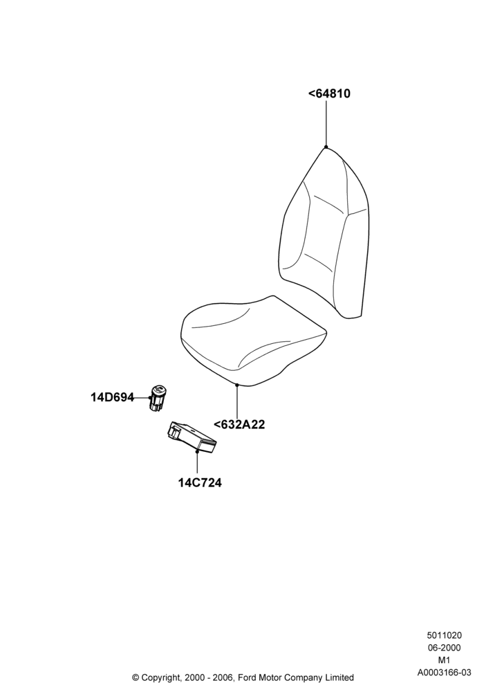 20A - Front Seat Pads/Valances & Heating, All LHD Territories, With High Back Front Seats; 12/JUN/2000-22/DEC/2003
