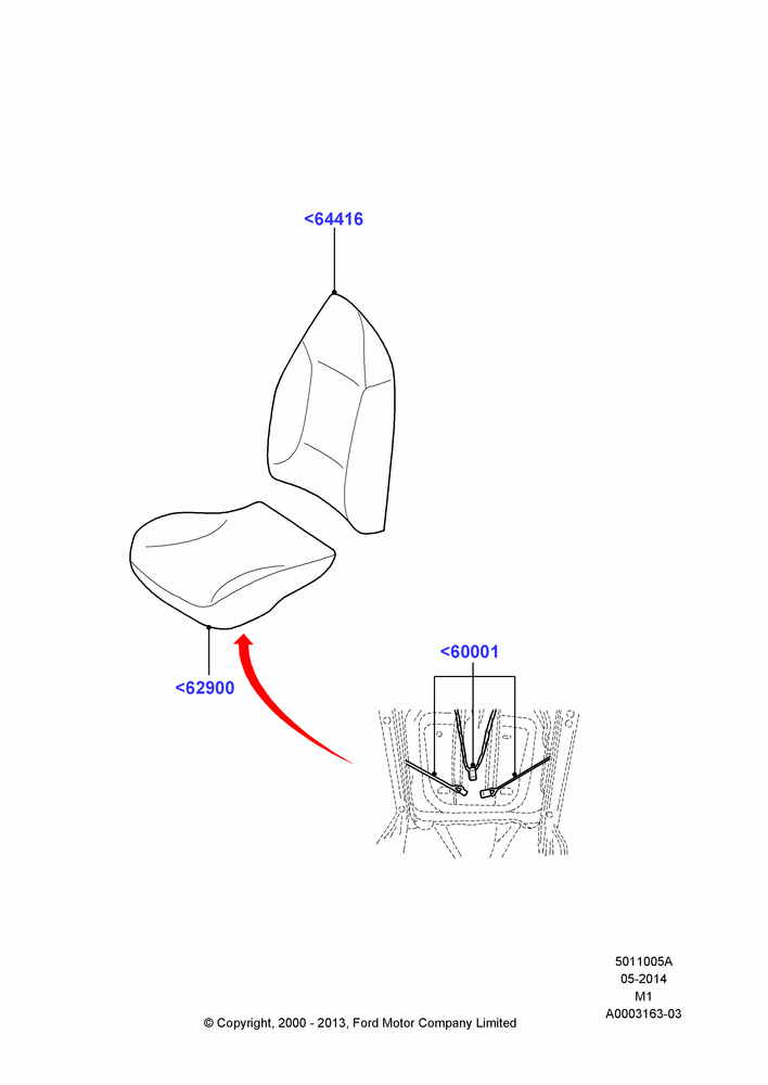 05A - Front Seat Covers, All LHD Territories, With High Back Front Seats; 12/JUN/2000-30/JUL/2001