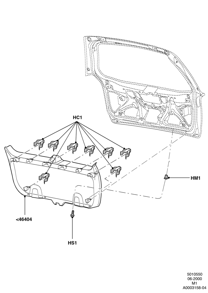 50A - Back Door/Tailgate Trim Panels, All LHD Territories; 12/JUN/2000-01/MAY/2006