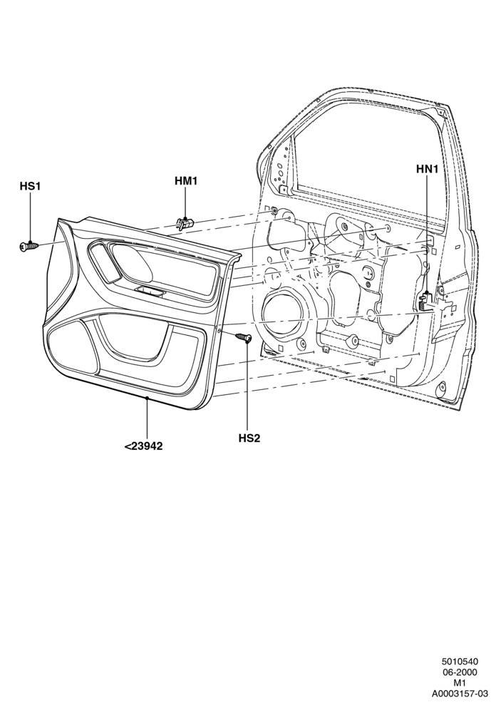 40A - Front Door Trim Panels, All LHD Territories; 12/JUN/2000-22/DEC/2003