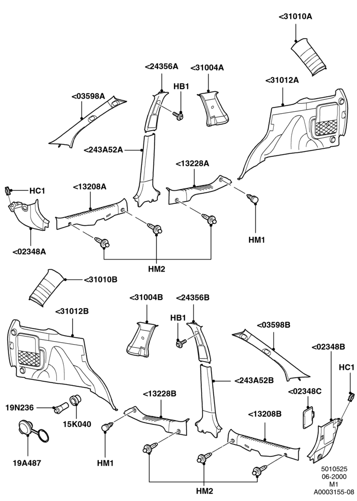 25A - Side Trim, All LHD Territories; 12/JUN/2000-22/DEC/2003