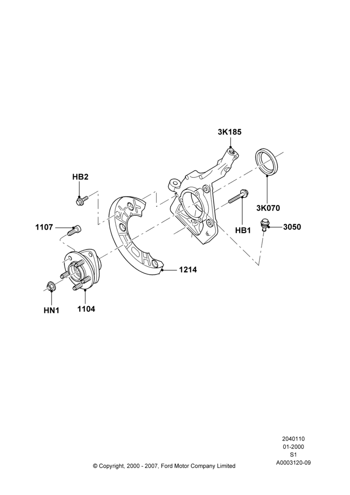 Front Knuckle and Hub, LHD 4WD (Part Time Drive)