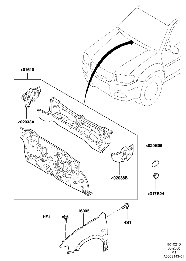 10A - Dash Panel and Front Fenders, All LHD Territories; 12/JUN/2000-01/MAY/2006