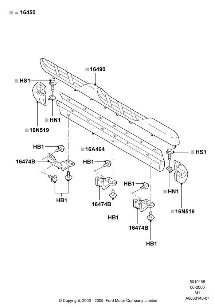 65A - Running Boards/Side Steps, (+) North American Markets, Production Installed; 12/JUN/2000-01/MAY/2006