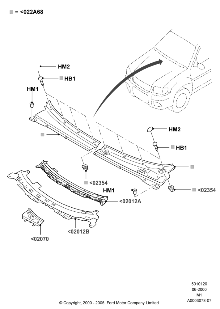 20A - Cowl/Panel and Related Parts, All LHD Territories; 12/JUN/2000-01/MAY/2006