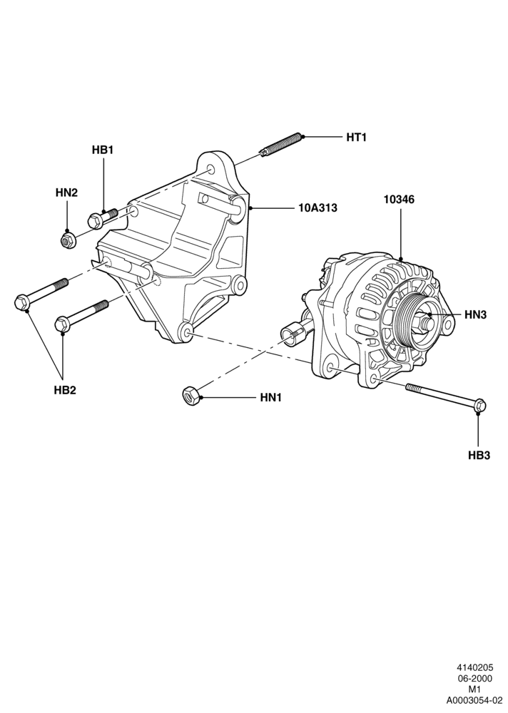 05A - Alternator and Mountings, Zetec 2.0 16V EFI; 12/JUN/2000-22/DEC/2003