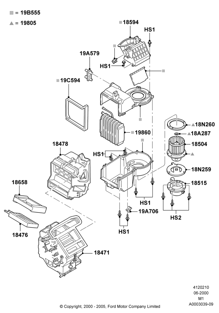 10A - Heater/Air Cond.Internal Components, All LHD Territories; 12/JUN/2000-22/DEC/2003