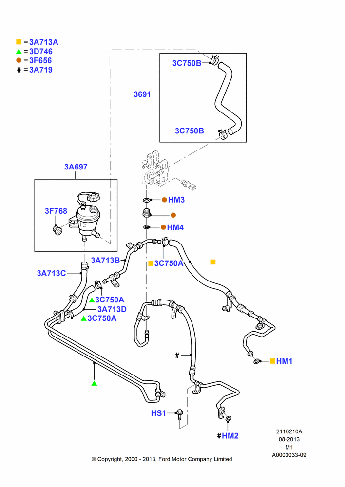 10A - Supply & Return Hoses - Power Strg, All LHD Territories, Zetec 2.0 16V EFI; 12/JUN/2000-22/DEC/2003