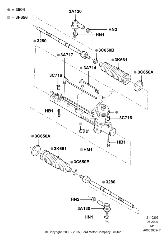 05A - Steering Gear, All LHD Territories; 12/JUN/2000-22/DEC/2003
