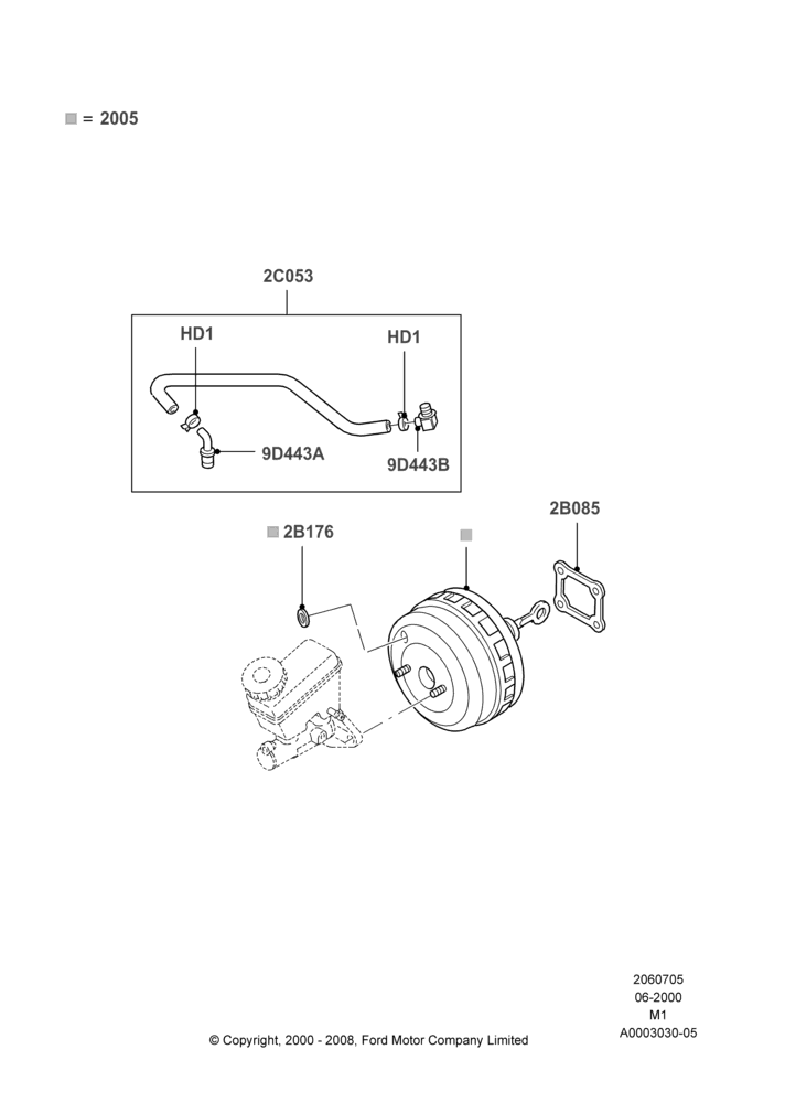 05A - Brake Booster, Zetec 2.0 16V EFI; 12/JUN/2000-22/DEC/2003