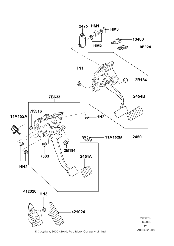10A - Brake and Clutch Controls, All LHD Territories; 12/JUN/2000-01/MAY/2006