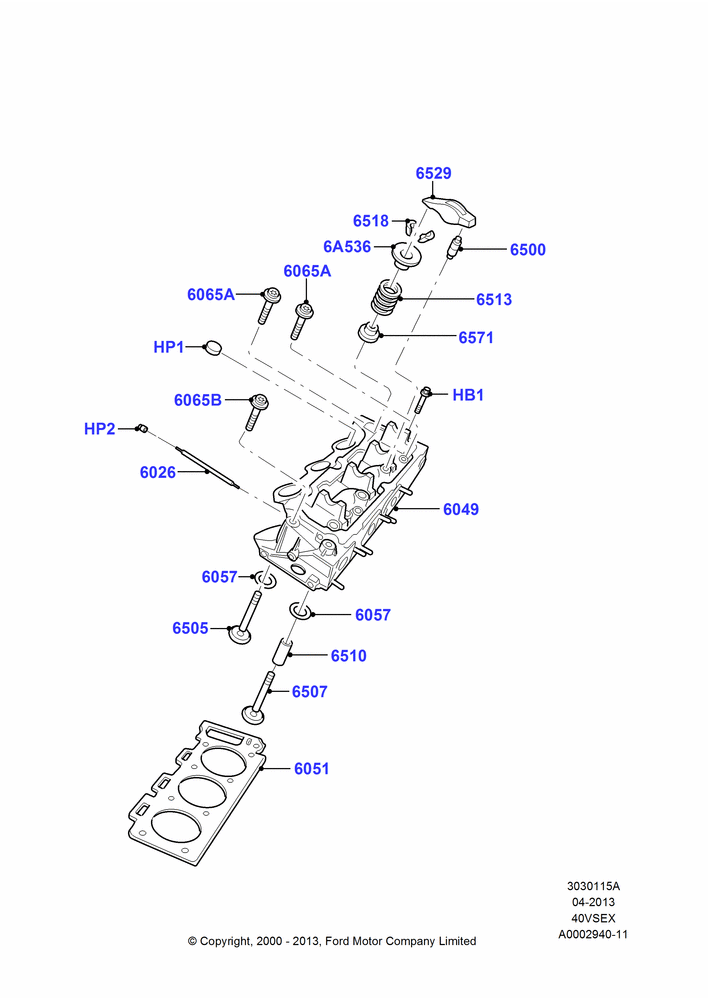 15A - Cylinder Head, 4.0L V6 12V SOHC EFI; 31/JAN/2000-30/JUN/2005