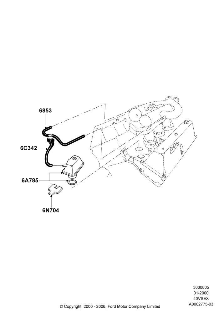 05A - Emission Control - Crankcase, 4.0L V6 12V SOHC EFI; 31/JAN/2000-24/JUL/2000