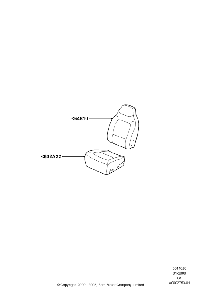 20A - Front Seat Pads/Valances & Heating, Less Side Air Bag - Drivers Side, Less Side Air Bag - Passenger Side, With High Back Front Seats; 31/JAN/2000-19/AUG/2002