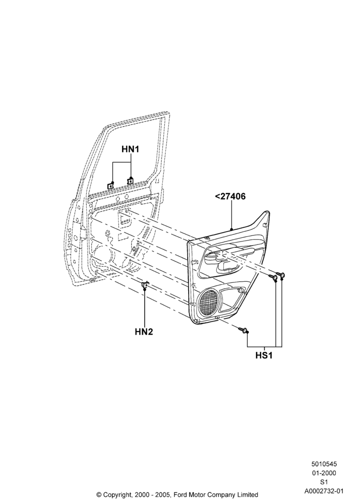 45 - Rear Door Trim Panels; 31/JAN/2000-30/JUN/2005