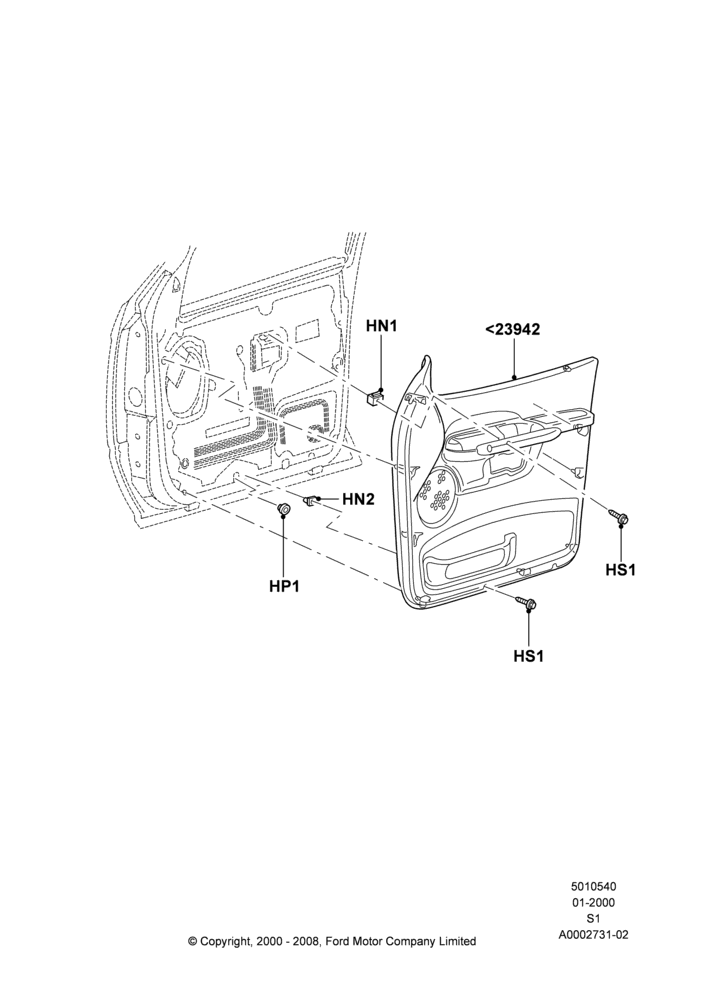 40 - Front Door Trim Panels; 31/JAN/2000-30/JUN/2005