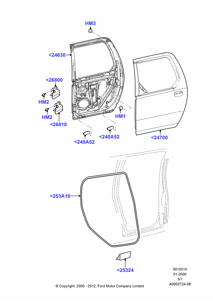 10A - Rear Doors, Hinges & Weatherstrips; 31/JAN/2000-04/AUG/2003