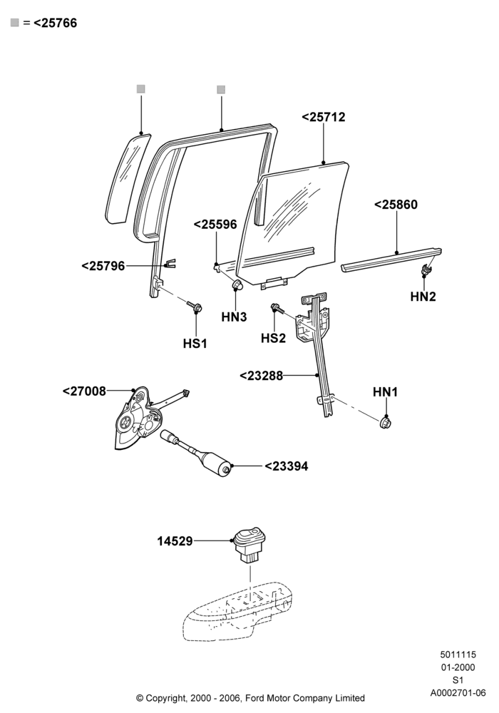 15 - Rear Door Glass and Window Controls; 31/JAN/2000-30/JUN/2005