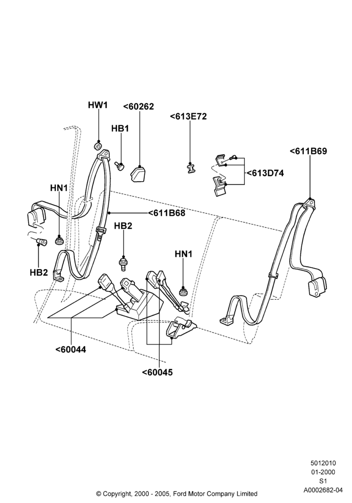 10A - Rear Seat Belts; 31/JAN/2000-19/AUG/2002