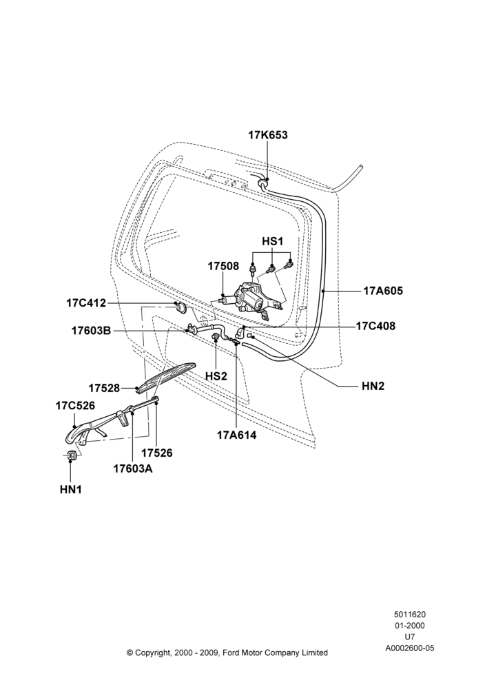 20A - Rear Window Wiper and Washer; 31/JAN/2000-04/MAR/2002