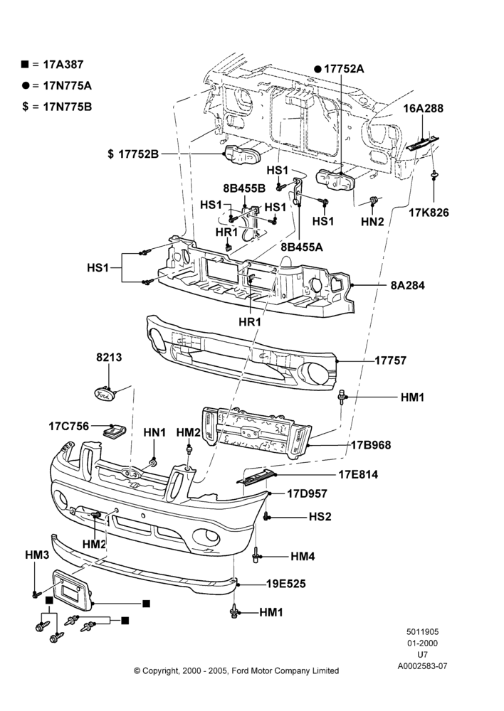 05 - Radiator Grille and Front Bumper; 31/JAN/2000-09/MAY/2003