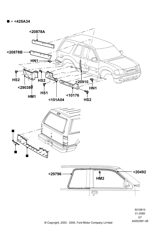 10A - Body Mouldings; 31/JAN/2000-19/AUG/2002