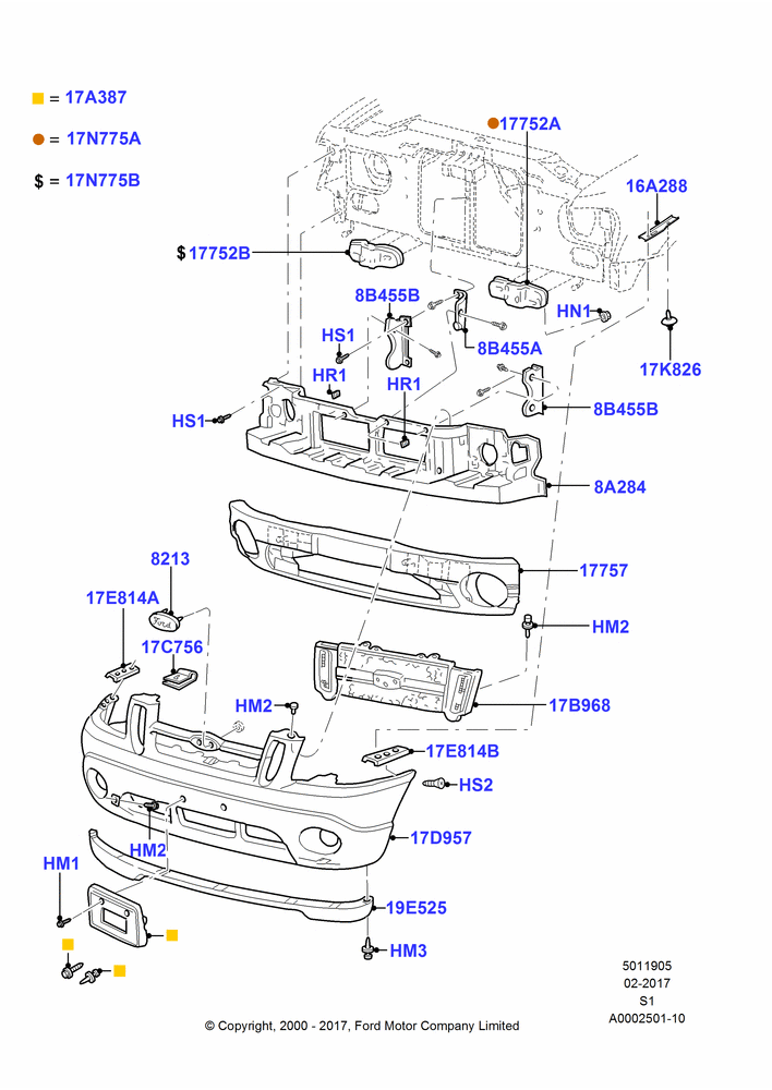 05 - Radiator Grille and Front Bumper; 31/JAN/2000-30/JUN/2005