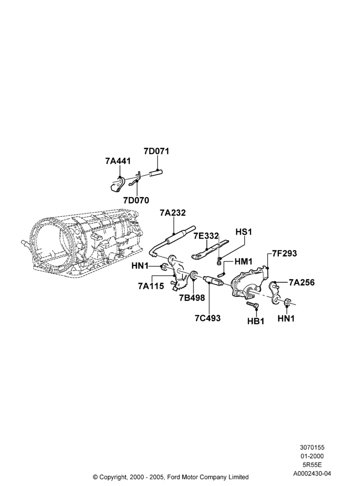 55A - Transmission Control Mechanisms, 5R44E/5R55E - 5 Speed Auto Trans; 31/JAN/2000-30/JUN/2005