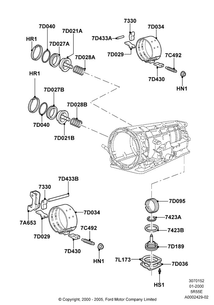52A - Automatic Transmission Components, 5R44E/5R55E - 5 Speed Auto Trans; 31/JAN/2000-24/AUG/2000