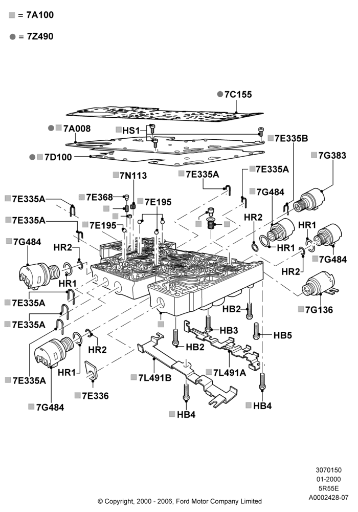 50A - Valve Body - Main Control & Servo's, 5R44E/5R55E - 5 Speed Auto Trans, Valve Body And Main Control; 31/JAN/2000-08/OCT/2001