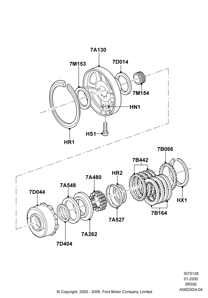 28A - Direct Clutch and Components, 5R44E/5R55E - 5 Speed Auto Trans; 31/JAN/2000-30/JUN/2005
