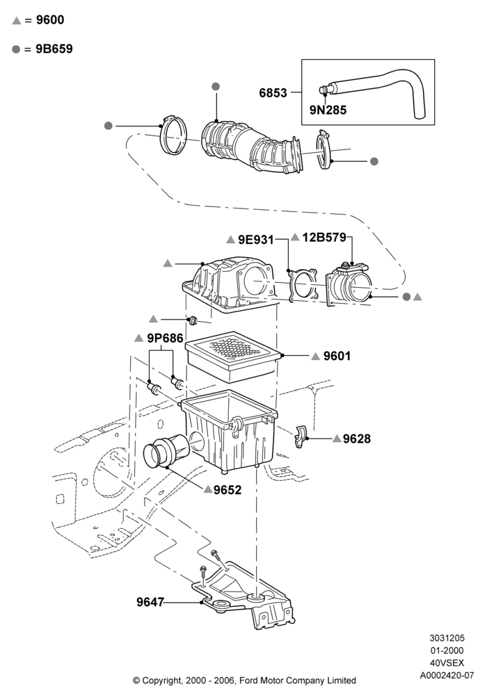 05A - Air Cleaner, 4.0L V6 12V SOHC EFI; 31/JAN/2000-24/JUL/2000